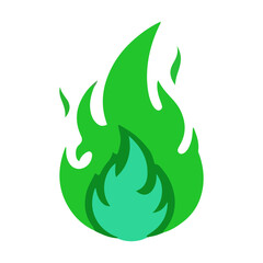 Green Fire Flame Icon Vector Graphic Design Element