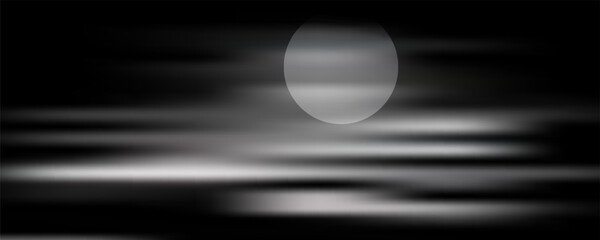 A man in a boat is seen on the water in front of a very large full moon in the illustration. vector © Rohmatul