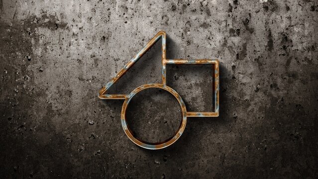 Rusted Metal Oxidised Extrude Realistic Icon Reflective Logo Reveal