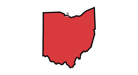 Vibrant Red Map Outline of Ohio State Highlighting Its Geographic Boundaries