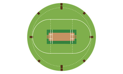 Cricket Ground, Baseball Field, and Volleyball Net Vector Set &ndash; Sports Arena Layouts and Game Field Illustrations