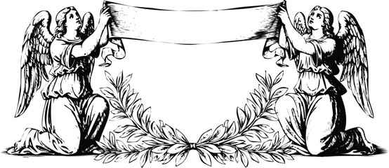 Two angels in a battle with swords amidst a field of wheat Vector