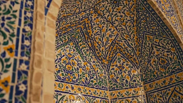 Ornate Mosaic Archway with Floral Tile Patterns