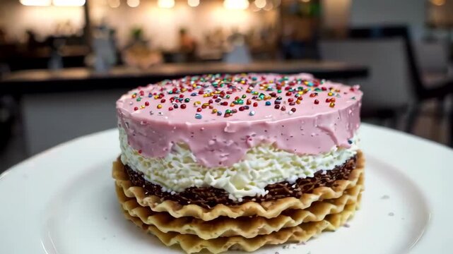 Beautifully decorated multi-layer delicious cake exquisite dessert cake display