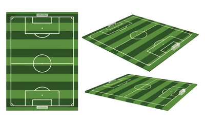 Soccer Field Outline Vector Set &ndash; Football Pitch Layout Diagrams, Minimal Line Art Sports Field Design
