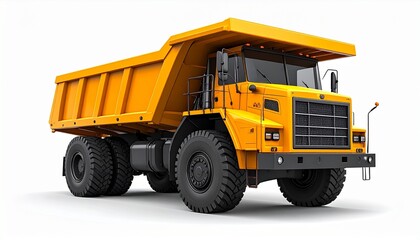 Heavy Duty Dump Truck for Construction or Mining Operations in Bright Yellow Color.