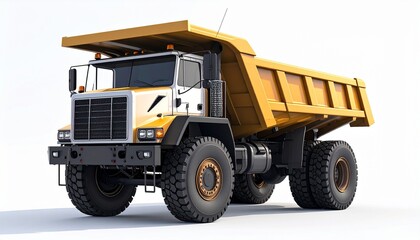 Heavy Duty Dump Truck Isolated On White Background for Construction and Transportation Needs.