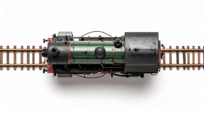 Detailed Overhead View of a Model Steam Train on a Track Perfect for Hobby Enthusiasts and Collectors.