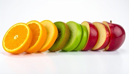 Vibrant Sliced Fruits Arrayed Symbolizing Diversity and Healthy Choices for Modern Wellness.