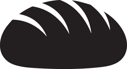 Simple black silhouette of a loaf of bread on white background