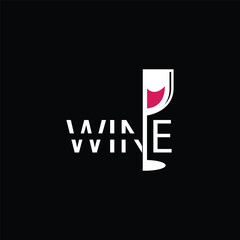 wine logo design template on black background