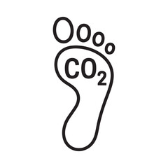 A carbon footprint illustration showing co2 emissions with a foot shape