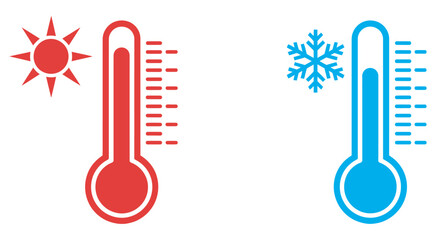 Hot and cold temperature icons, dual color vector symbols, climate control and weather indicators, modern thermometer graphics, energy and temperature concept © Alamin vai vision 3