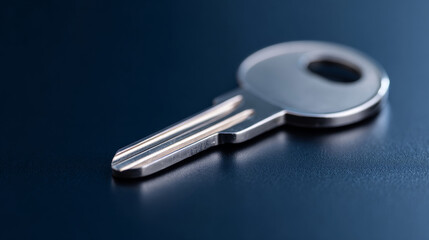 Close-up of silver metal key on surface