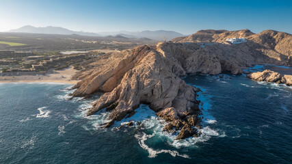 Aerial View of Santa María Beach in Los Cabos Tourist Corridor, Baja California Sur, Mexico