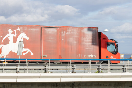 Ctt correios truck driving on bridge