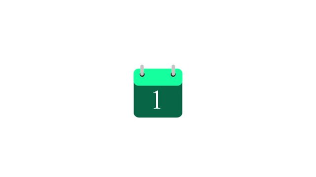 Calendar Icon with Date 1: A simple and clean calendar icon prominently displaying the date 1, conveying concepts of schedules, appointments, and the start of a new time period.
