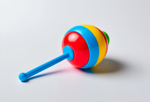 Colorful baby rattle on a white background