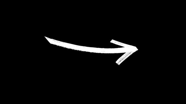 Hand drawn thin arrow graphic animation. Alpha channel.