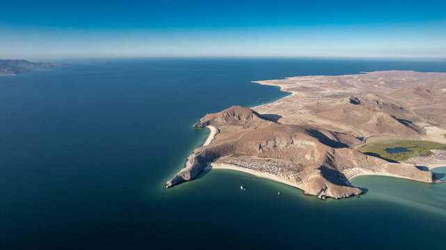 Aerial View of Balandra Beach with Turquoise Waters in La Paz, Baja California Sur, Mexico