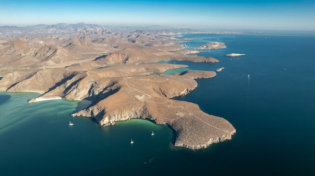 Aerial View of Balandra Beach with Turquoise Waters in La Paz, Baja California Sur, Mexico