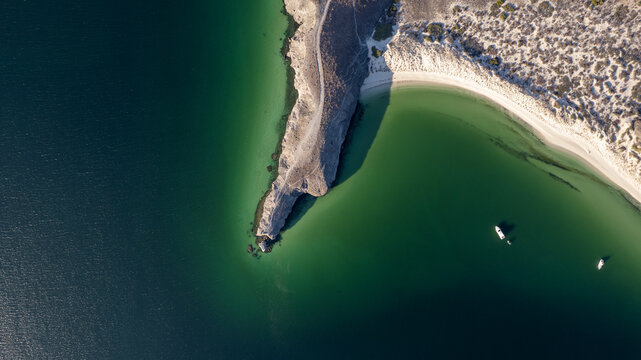 Aerial View of Balandra Beach with Turquoise Waters in La Paz, Baja California Sur, Mexico