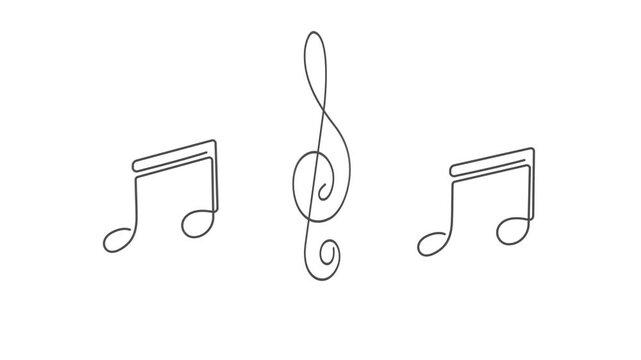Musical notes . Treble clef .Musical concept. Video animation HD 4K .