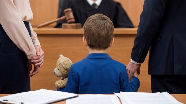 Child custody battle in family court during divorce proceedings