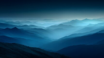 Obraz premium Misty Blue Mountain Range Layers at Dawn.