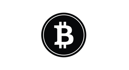 Obraz premium A simple black and white depiction of a bitcoin symbol on a white background