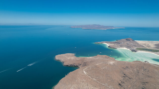 Aerial View of Balandra Beach with Turquoise Waters in La Paz, Baja California Sur, Mexico