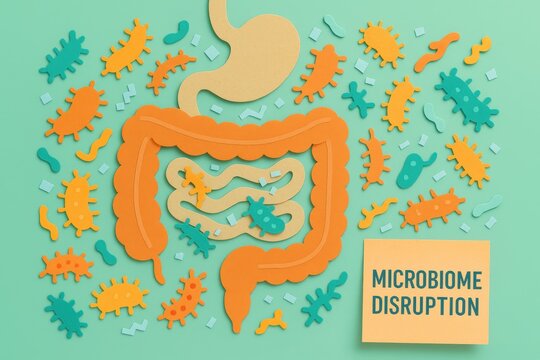 Microbiome disruption understanding gut health through creative visuals science infographic educational