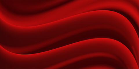 Obraz premium Luxury red satin smooth fabric background. Abstract background luxury red cloth or liquid wave or wavy folds of silk satin background. Red silky fabric. Decoration element for design.
