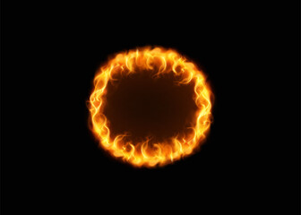 Dynamic Fiery Ring on Black Background