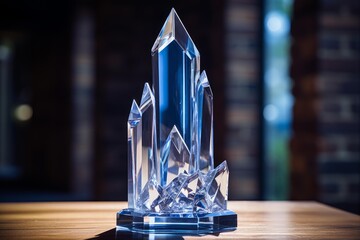 Obraz premium Crystal structure sculpture representing achievement and success