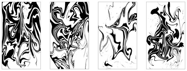 Fototapeta premium Set of 4 black and white abstract backgrounds vector illustration