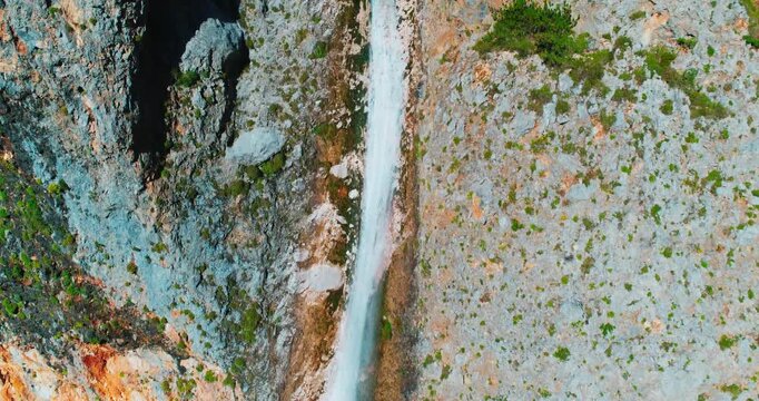 Tall waterfall cliff aerial shot