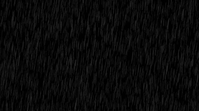 Rain fall overlay on black background with alpha channel. heavy rain falling.