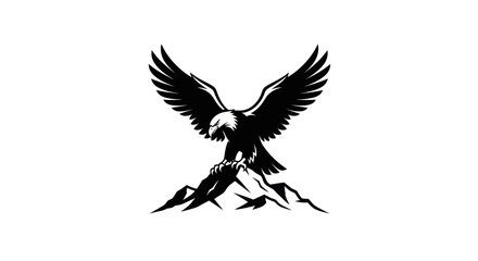 Fototapeta premium Soaring eagle silhouette over mountain peak