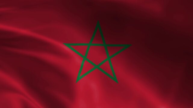 Waving Moroccan flag with a green pentagram star a symbol of national pride and identity perfect for patriotic or travel-related projects