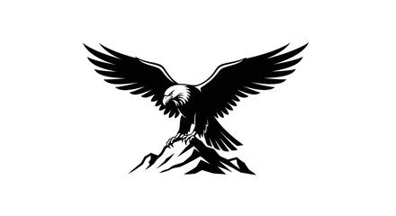 Fototapeta premium Soaring eagle silhouette over mountain peak