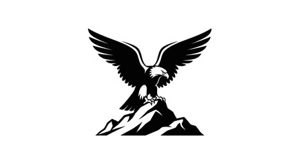 Fototapeta premium Soaring eagle silhouette over mountain peak