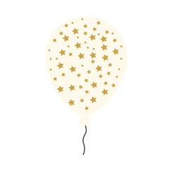 White Party Balloon with Gold Stars Illustration on White Background  Celebration Decoration