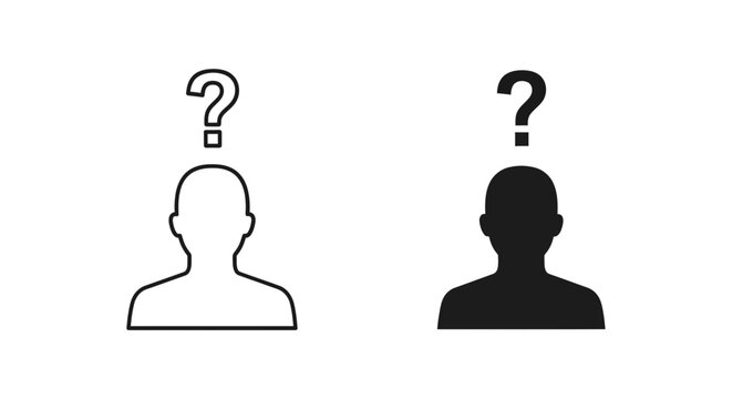 Person Silhouette with Question Mark Icon Set - Unknown Identity, Identity Crisis, or Anonymous Inquiry