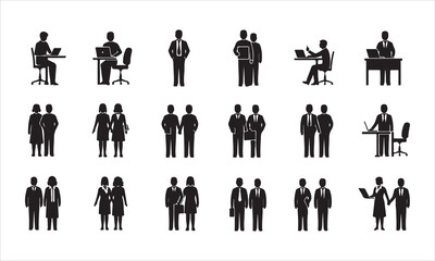 Business people silhouettes set of vector silhouettes