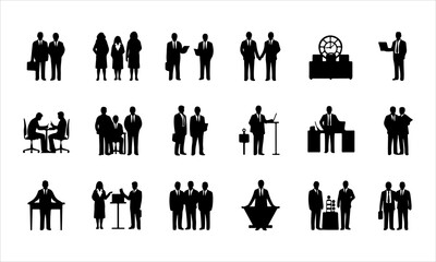Business people silhouettes set of vector silhouettes