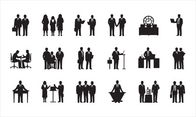 Business people silhouettes set of vector silhouettes