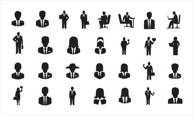 Business people silhouettes set of vector silhouettes
