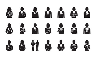 Business people silhouettes set of vector silhouettes