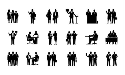 Business people silhouettes set of vector silhouettes